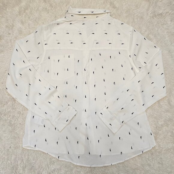 Kensie Women's White Black Ligting Print Buttons Up Shirt Size: L - Picture 3 of 10